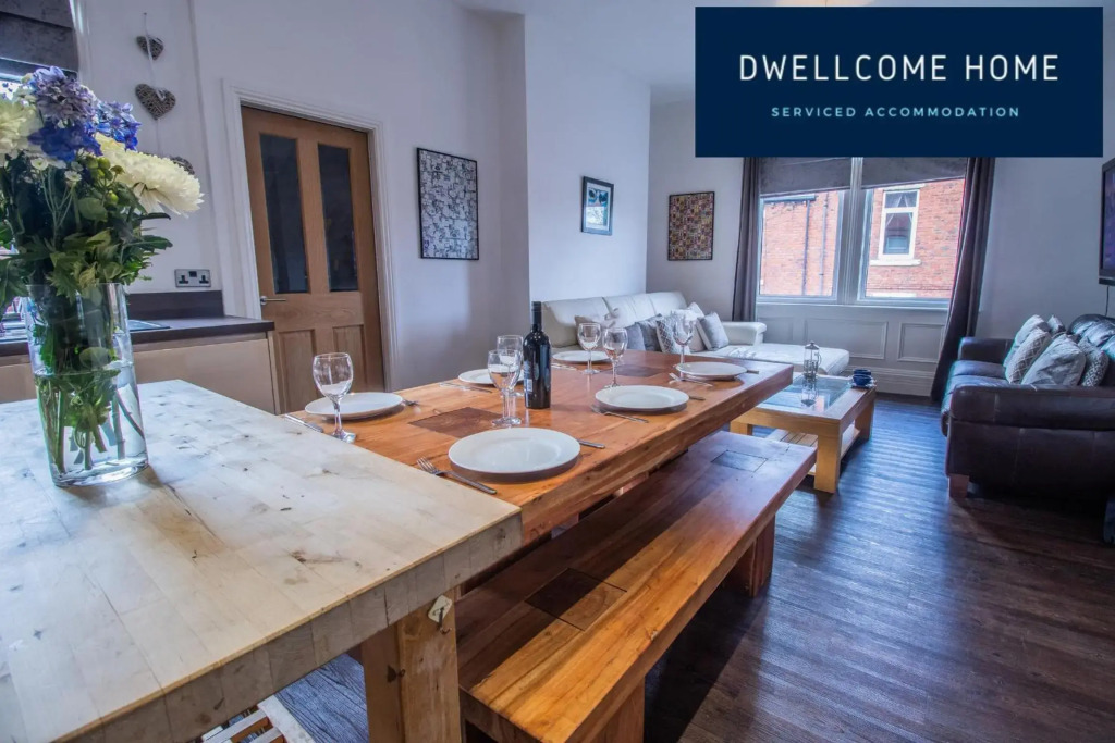 Find "DWELLCOME HOME Ltd" site for 10oo10 assurance from our guests FIVE DOUBLE Bedroom Townhouse 6 beds with STUNNING Bathroom, ensuite, fully equipped kitchen dining room, 100Mbps broadband, free parking Miles better than a hotel