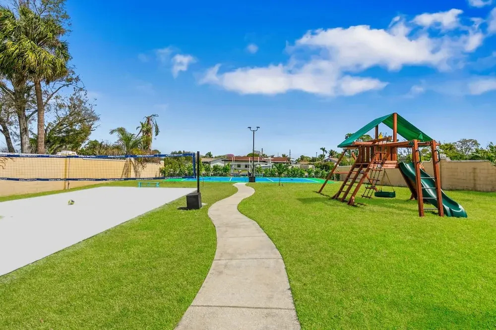 Waterfront Pool Pickleball Court Game Room