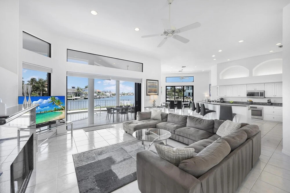 Waterfront home on key lot with pool, spa and views