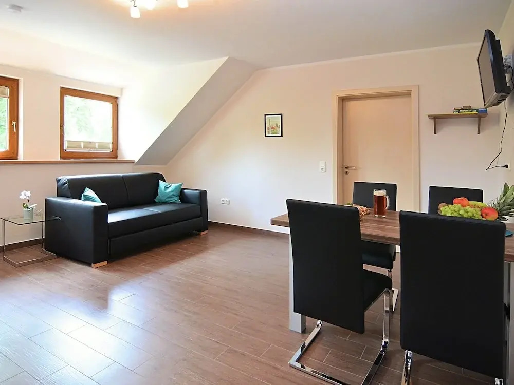 Modern apartment in Bavaria with floor heating and garden, located directly at the Jakobusweg