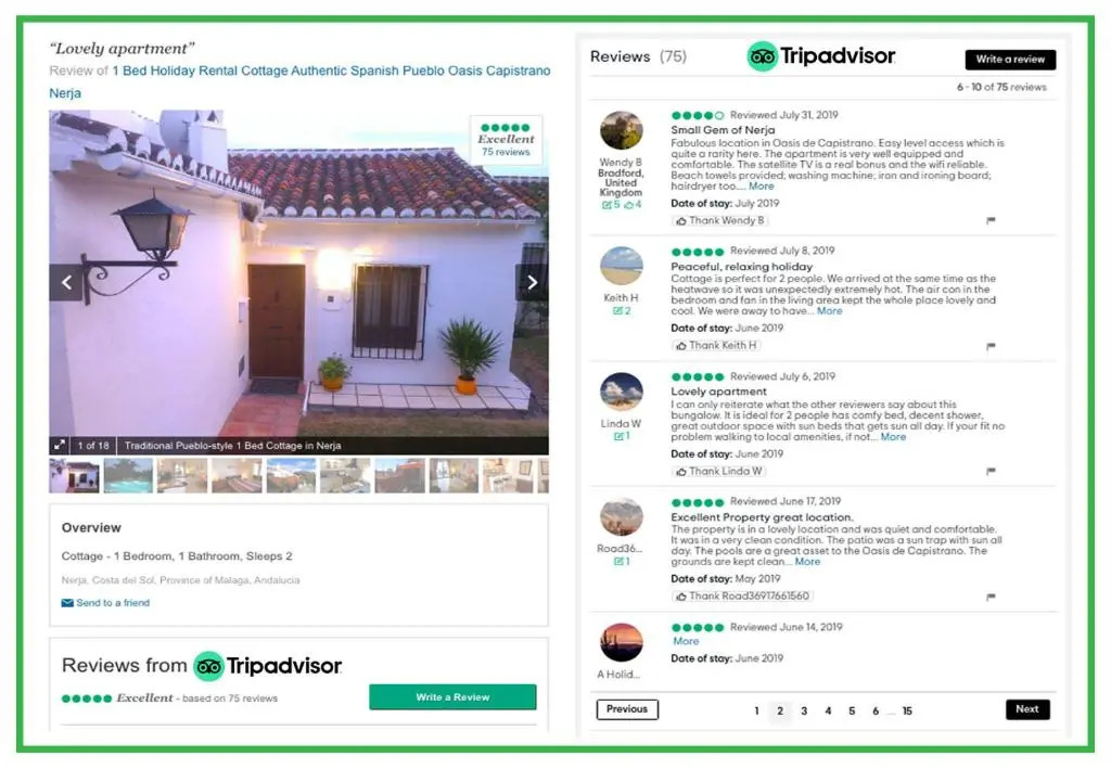 1 Bed Traditional Holiday Rental Cottage Oasis Capistrano Nerja Spain