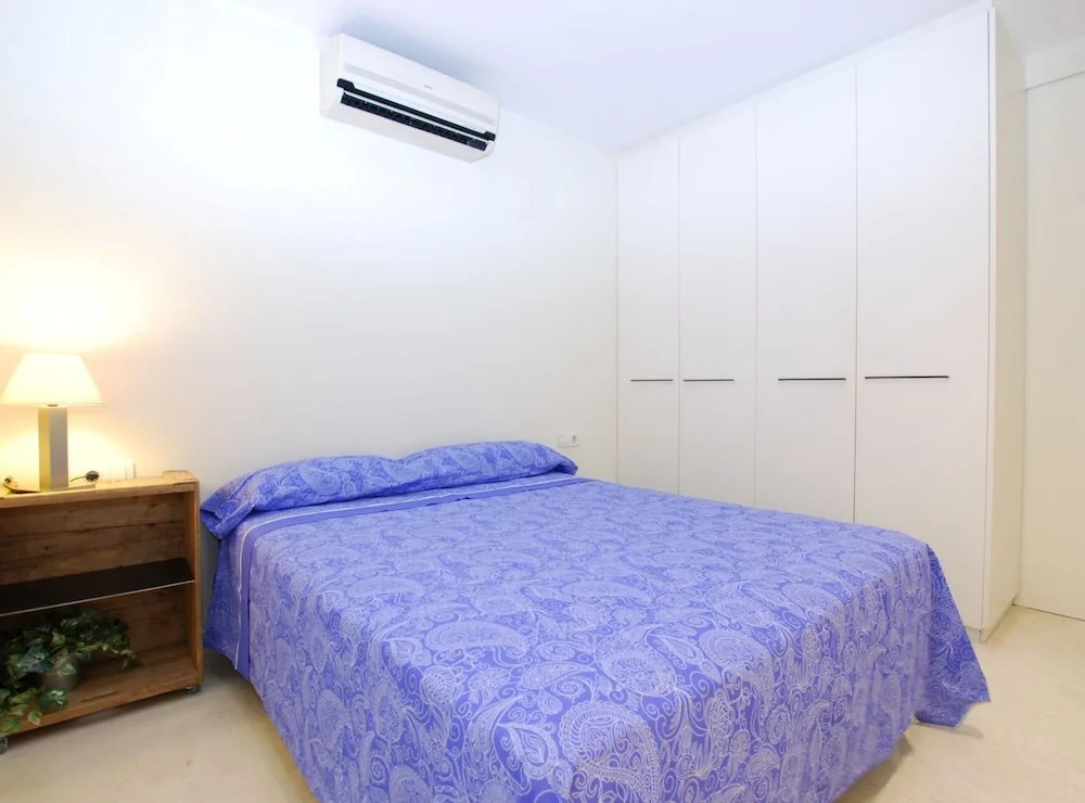 Blue fridge apartment