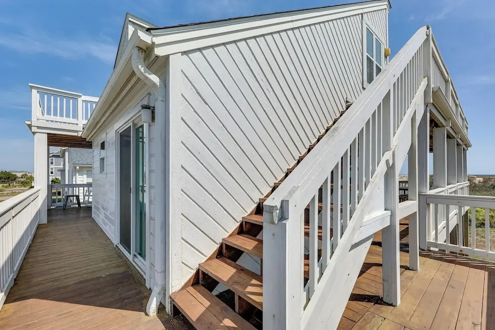 Deck & View: Oceanfront Oasis in Oak Island!