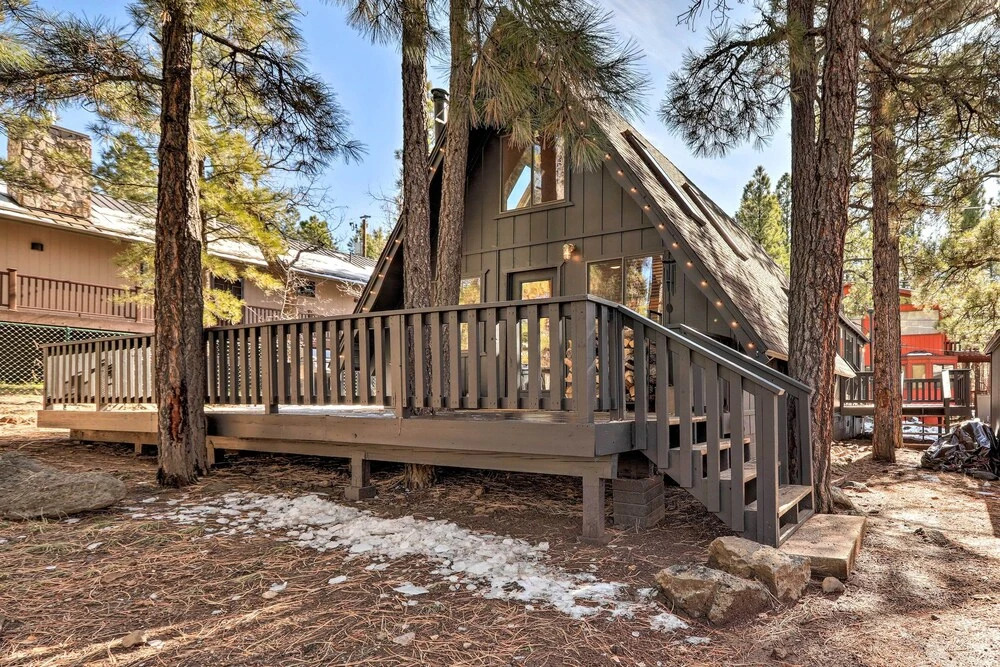 Deck & Forest Views: Munds Park A-frame Cabin