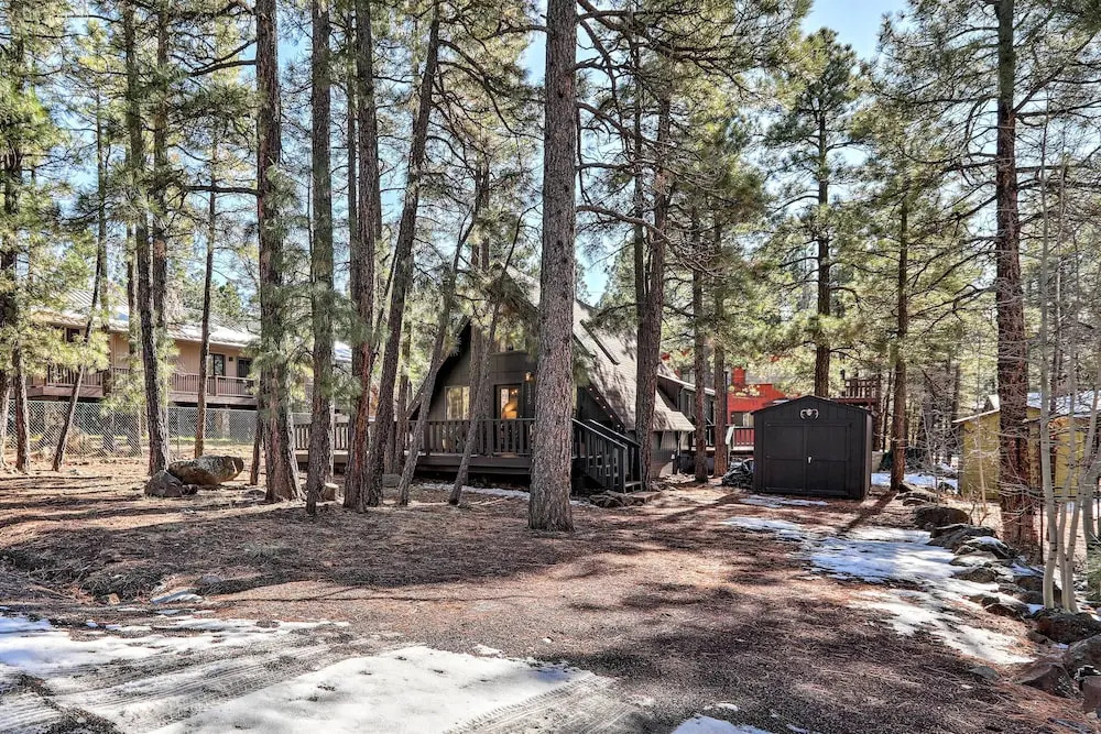 Deck & Forest Views: Munds Park A-frame Cabin