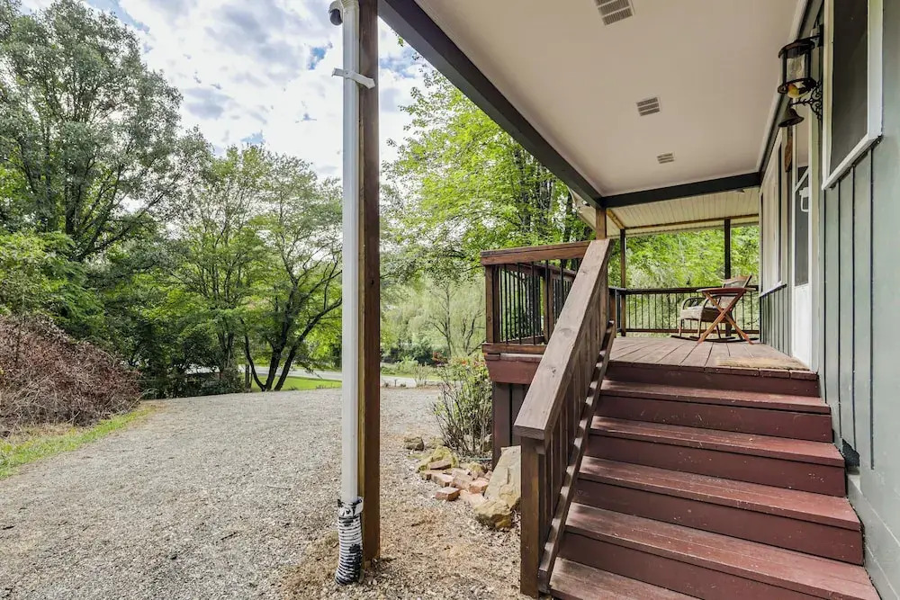 Deck and Fire Pit! Relaxing Sylva Riverfront Retreat