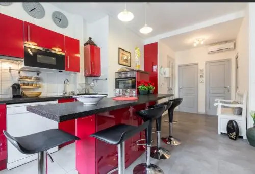 Stylish White and Red Apartments