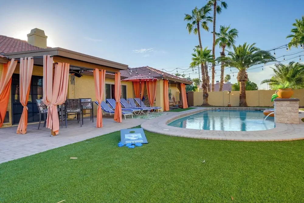 Luxe Outdoor Oasis Palm Tree Villa in Chandler