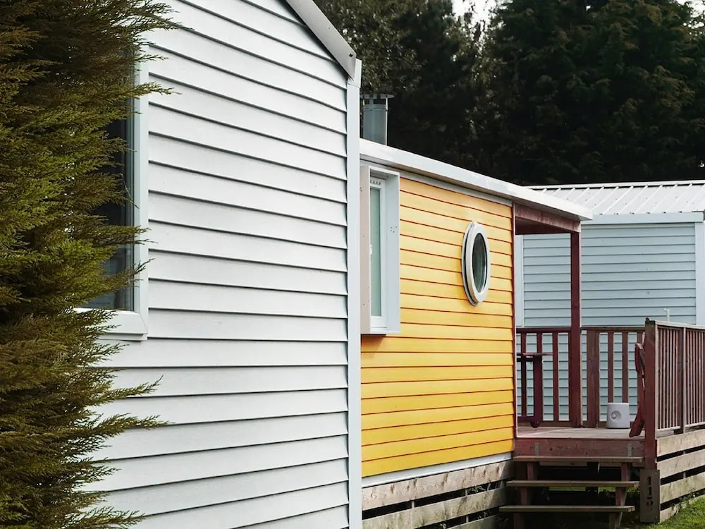 Simple Mobile Home With Deck Located Near the Normandy Coast