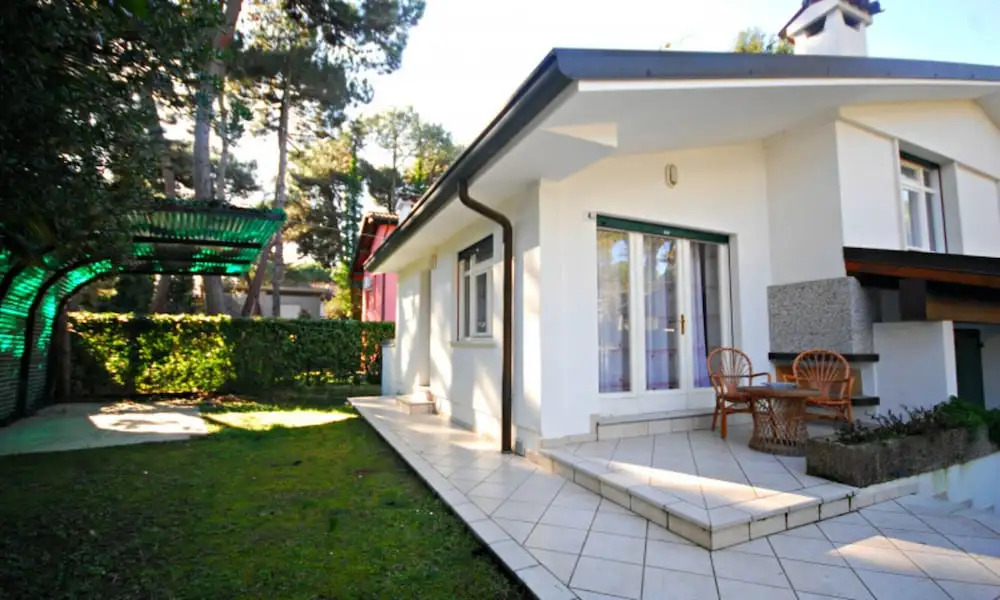 Villa with an outdoor fireplace