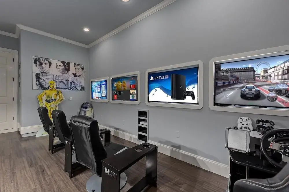 Theater Room Game Room Gym 7 Br home by RedAwning