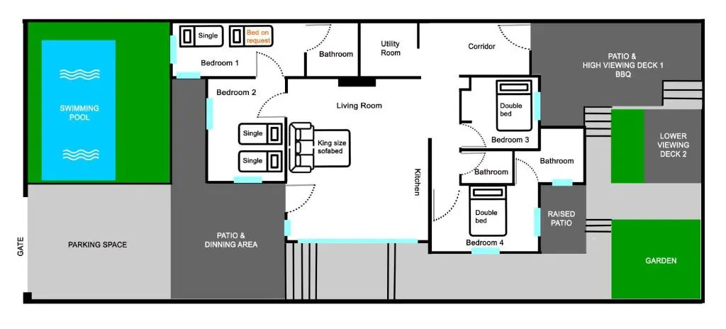 Sea view 4 bedrooms, 3 bathrooms Cottage
