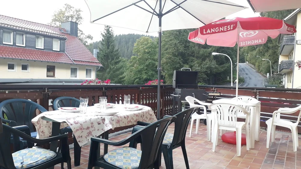 Apartmenthaus am Waldrand- Küche - Frühstück - Balkon