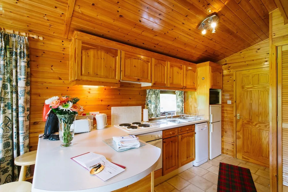 Lapwing Lodge with loch and mountain view
