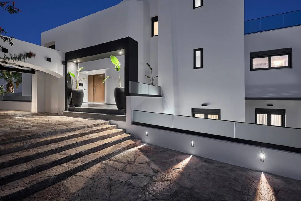 Beachfront villa with a heated pool
