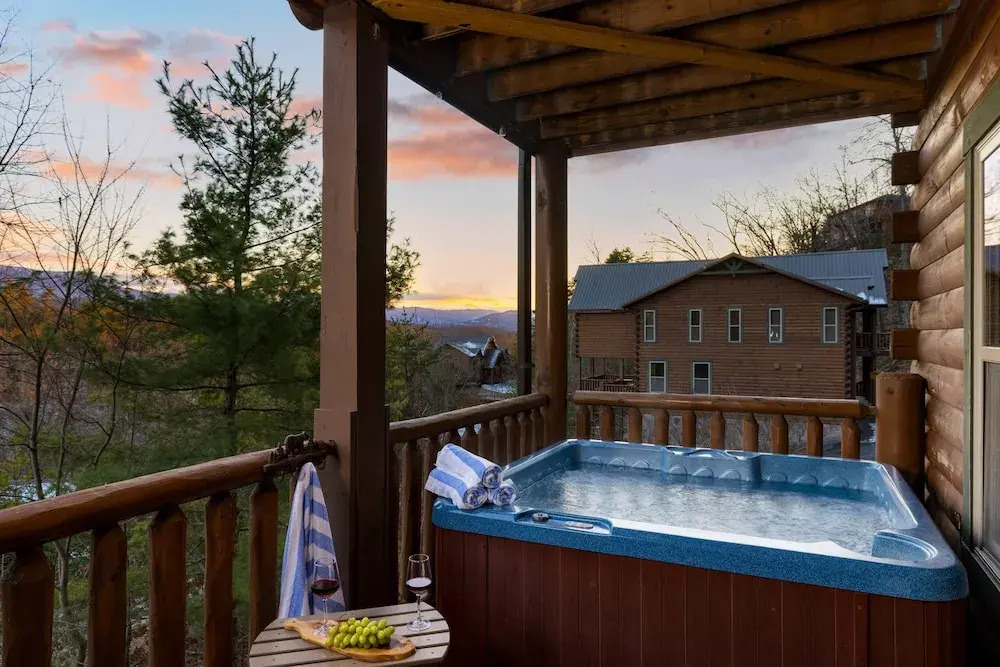 A View for All Seasons Luxe Smoky Mountain Cabin With Hot Tubs Game Room