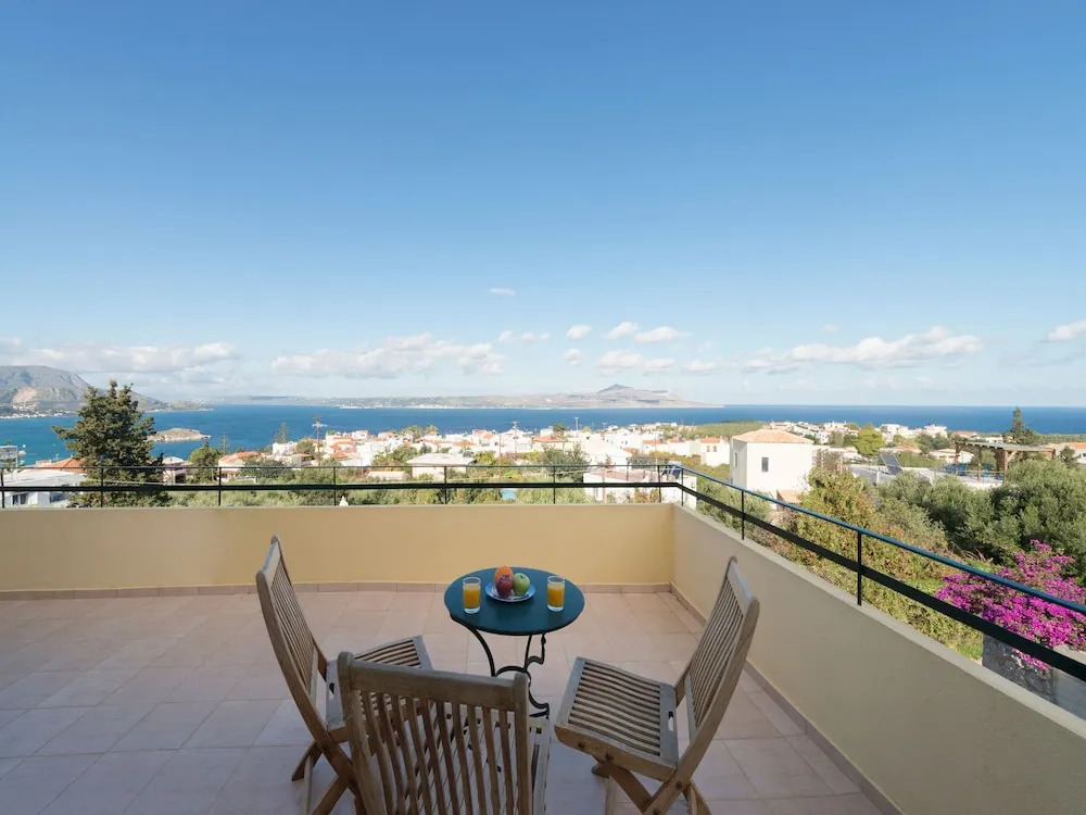 Villa with Private Pool & Souda Bay View in Very Nice Village near Chania