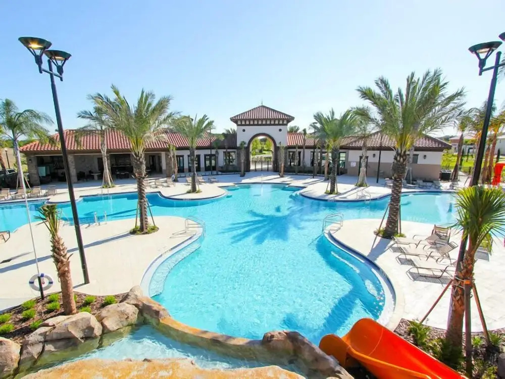 Solterra Resort Davenport FL Clubhouse Area - 7 Bedroom 6 Bath Home with Private Pool Spa - Lazy River 20 min from Disney