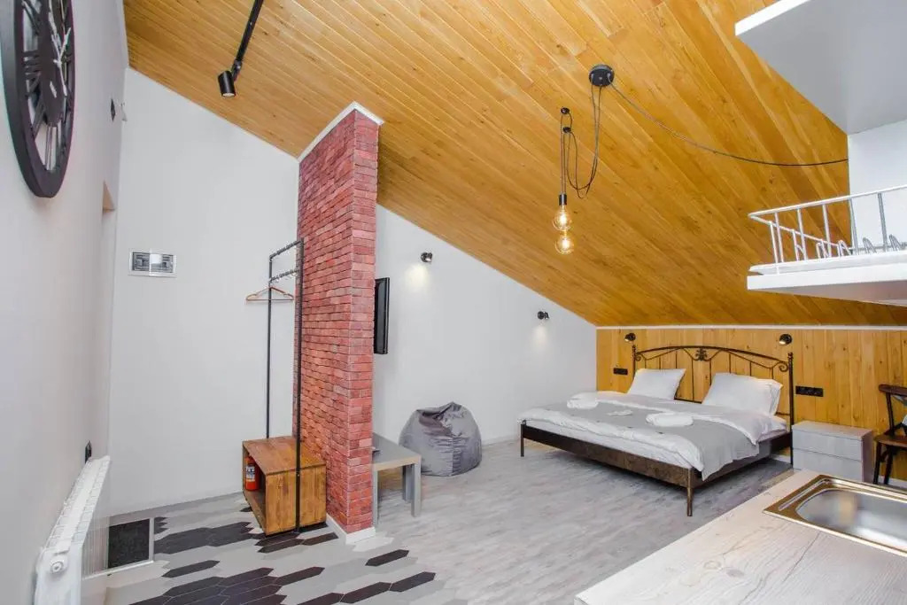 Studio in Old Tbilisi wwooden ceiling