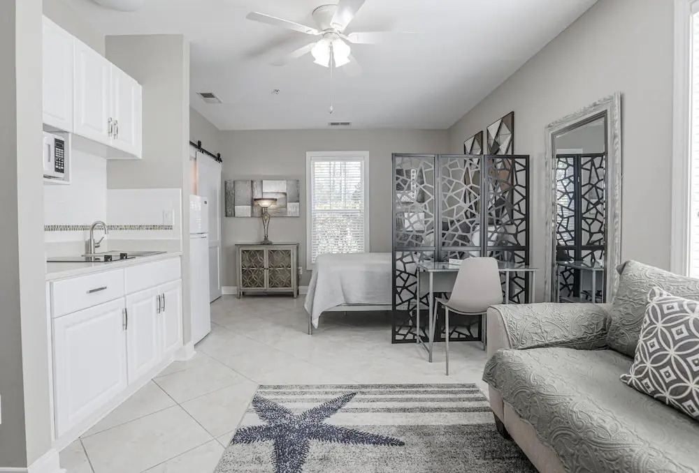 Modern Gray Studio Steps to Pool Myrtle Beach SC