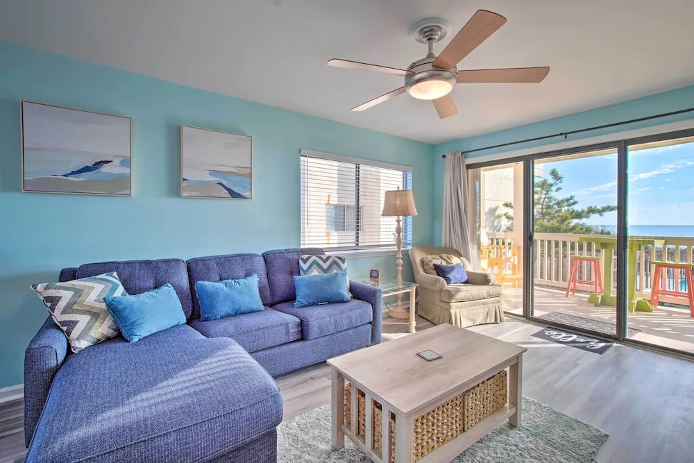 Walk to Shore! Ocean-view Condo in Carolina Beach