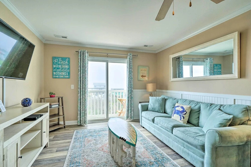 Ocean-view Oak Island Condo, 1 Block to Beach!