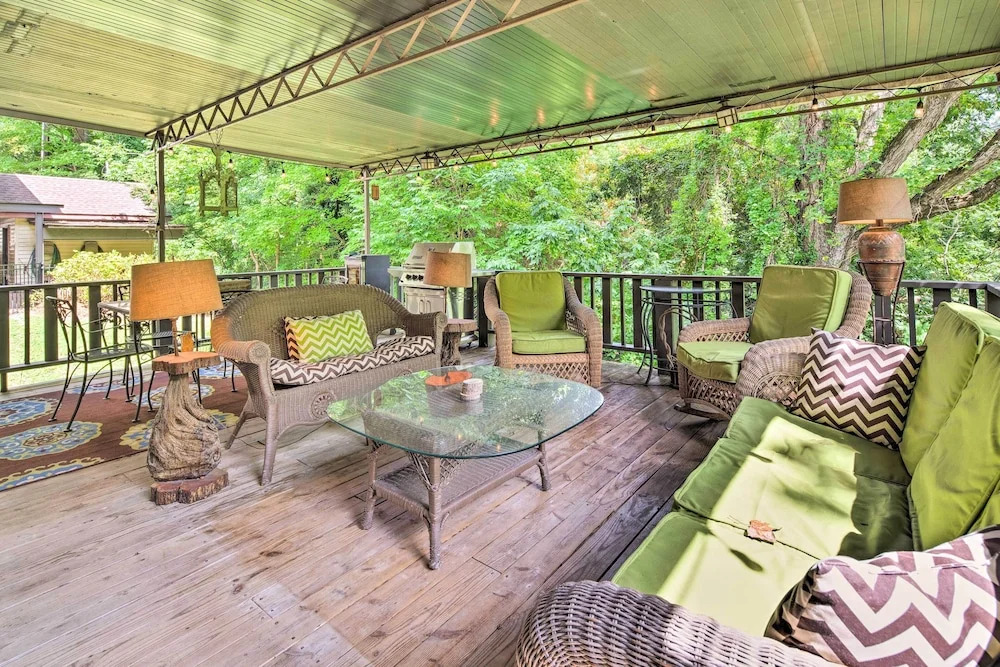 Deck w/ Fireplace: Pet-Friendly Lake Lure Retreat