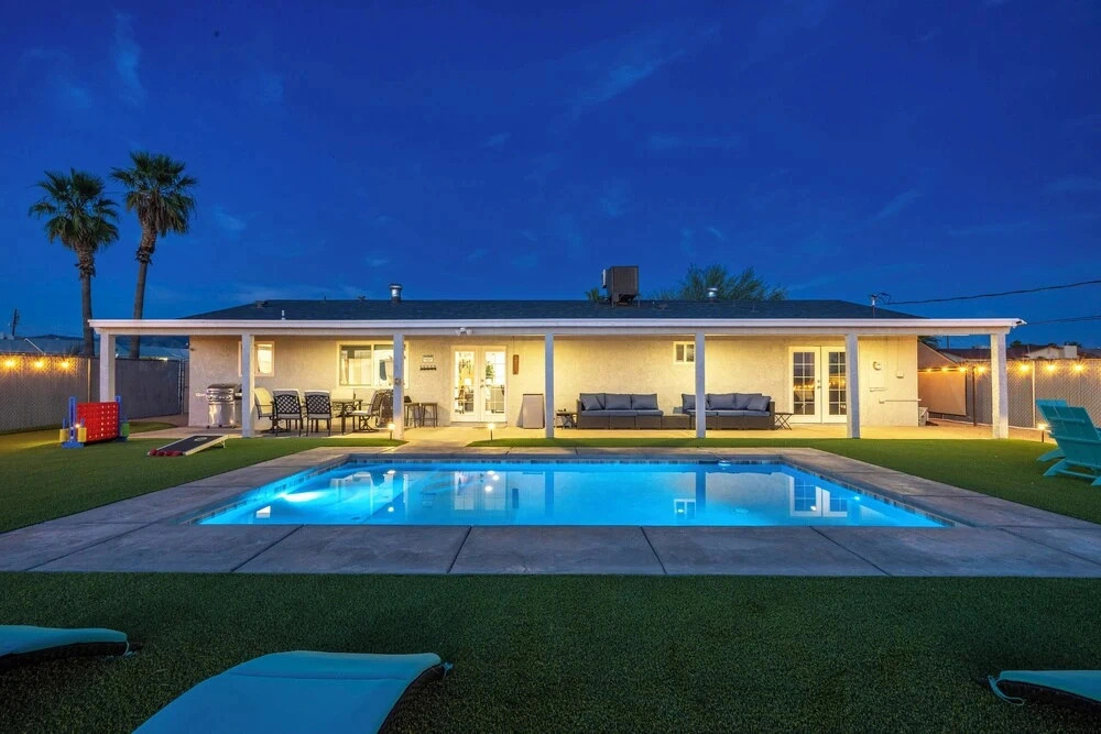 Pool, Game Room & Lake View! Modern Havasu Home