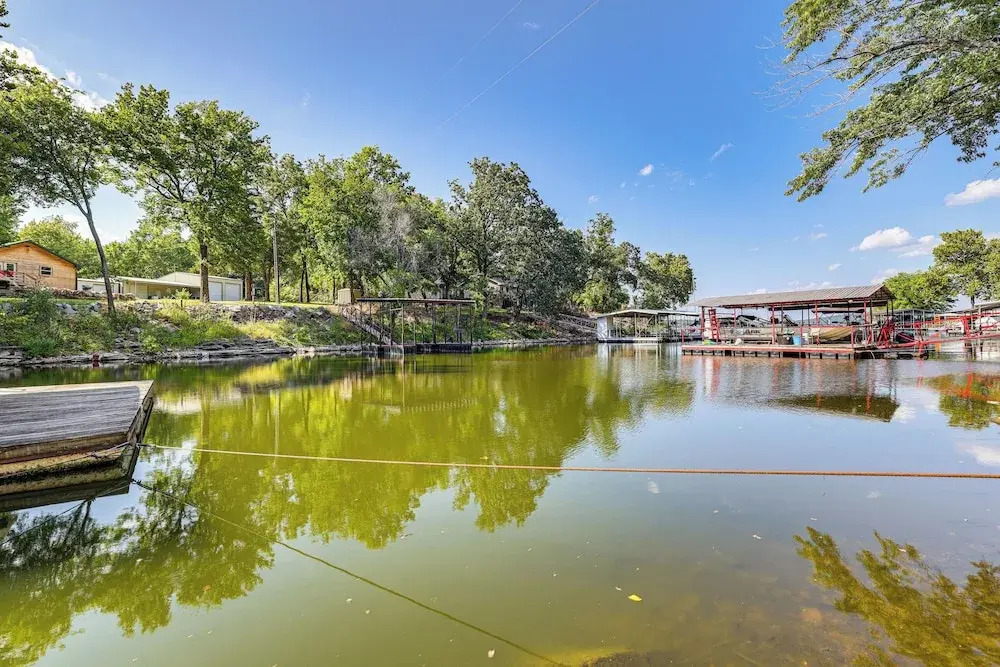 Deck + Dock Access: Lakefront Grove Cabin!