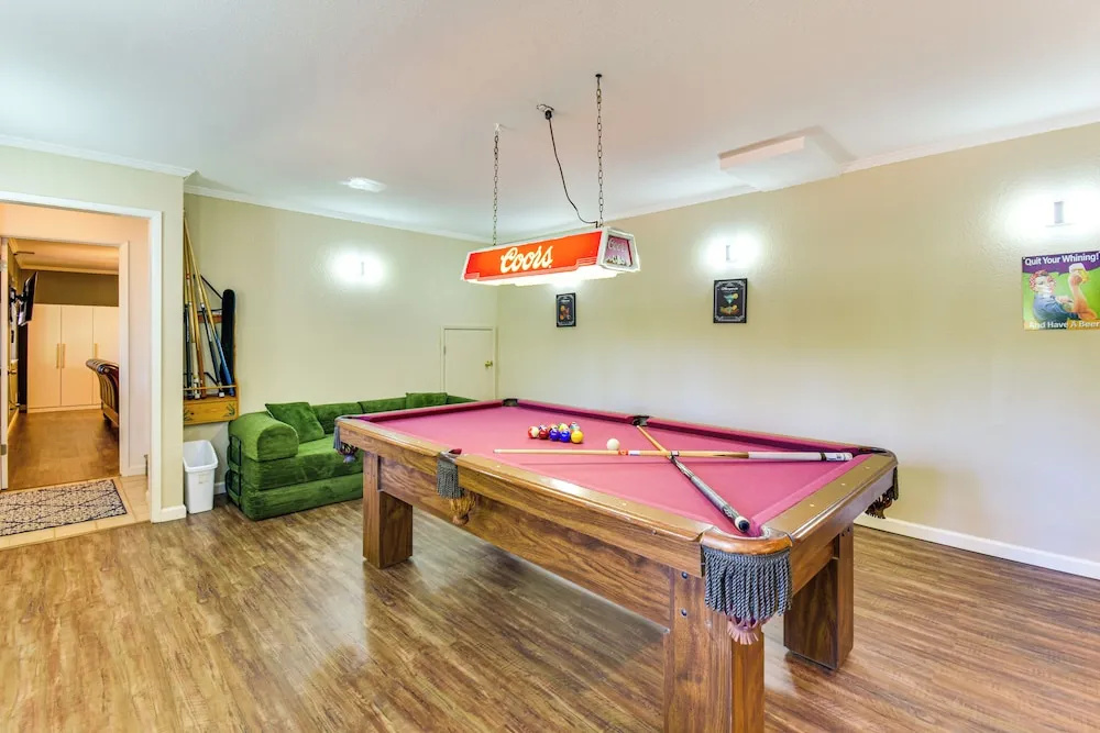 Game Room + Bar: Wooded Pine Mountain Lake Retreat