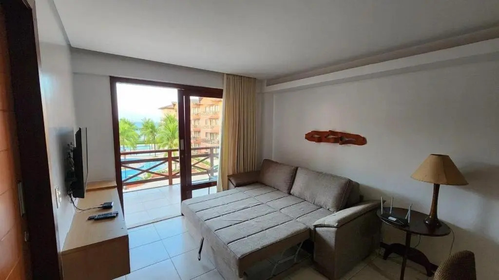 Flat de 1 quarto com linda vista-mar Pé-na-areia!