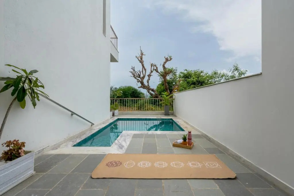 SaffronStays Villa Bougain - 2BR hill-view villa with plunge pool, Veg BBQ, birdwatching & serene garden sit-outs