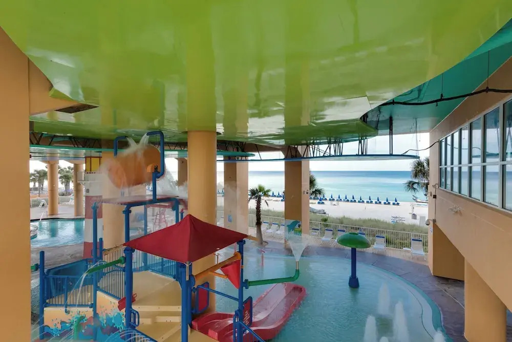 Water Park On-site! 2 Beachfront Master Suites! Corner Balcony Views!