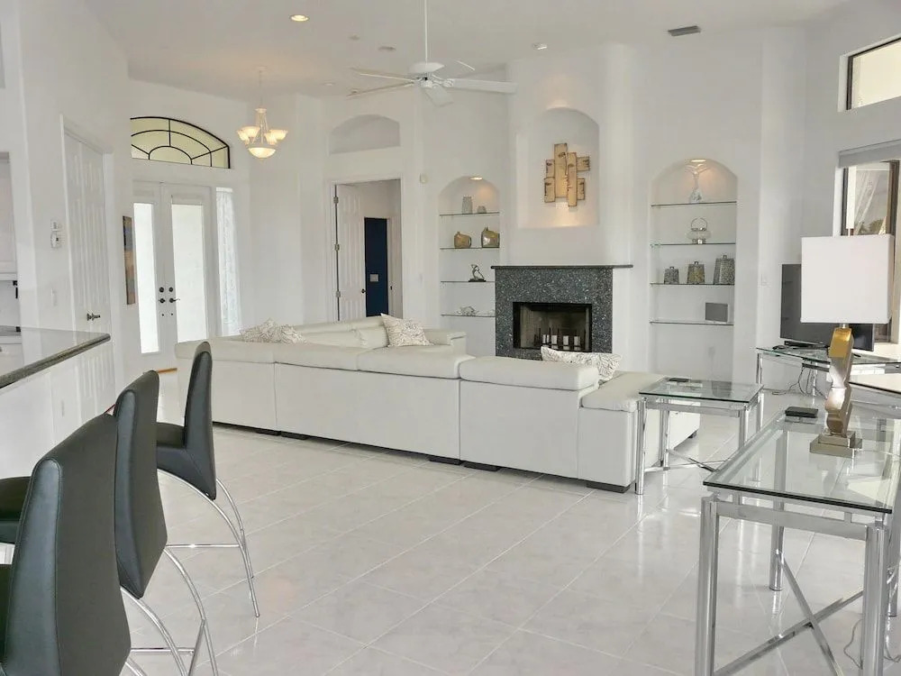 Waterfront home on key lot with pool, spa and views