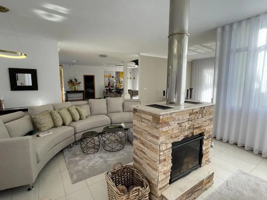 Luxury villa with private heated pool, garden and views of the sea and mountains