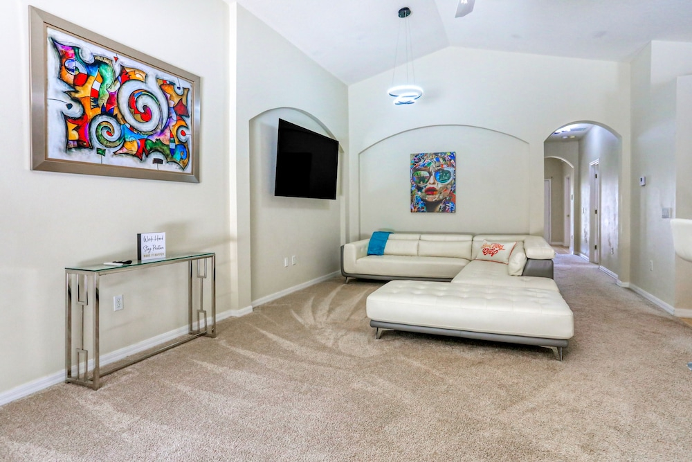 Stylish Retreat With a Private, Heated Pool, Central AC, & Garage Game Room