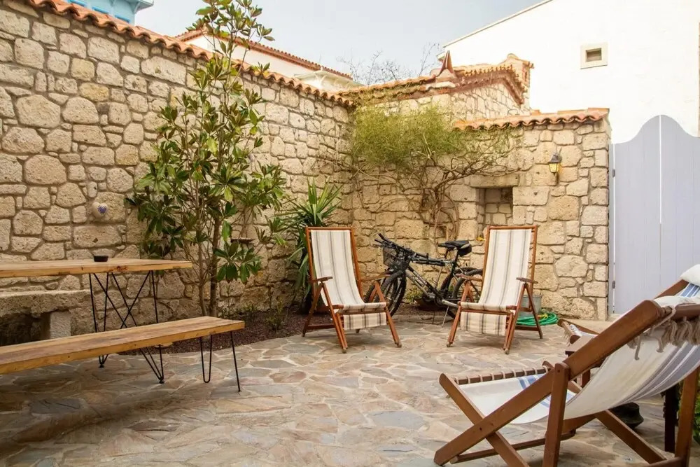 Stonehouse with Backyard and Fireplace in Alacati