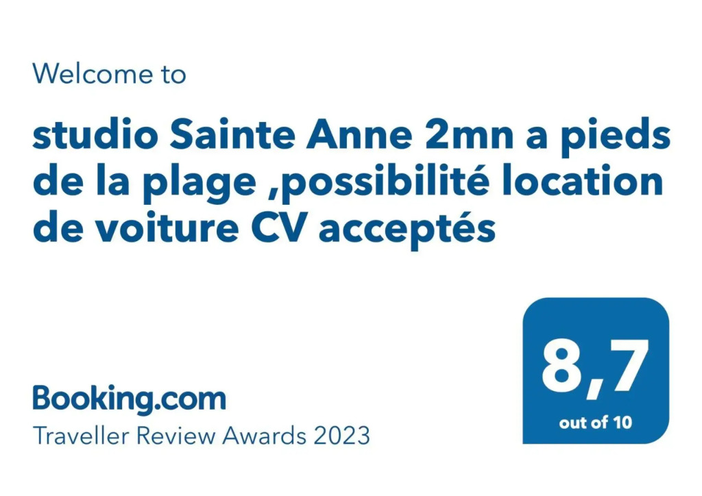 studio Sainte Anne 2mn a pieds de la plage ,possibilité location de voiture CV acceptés