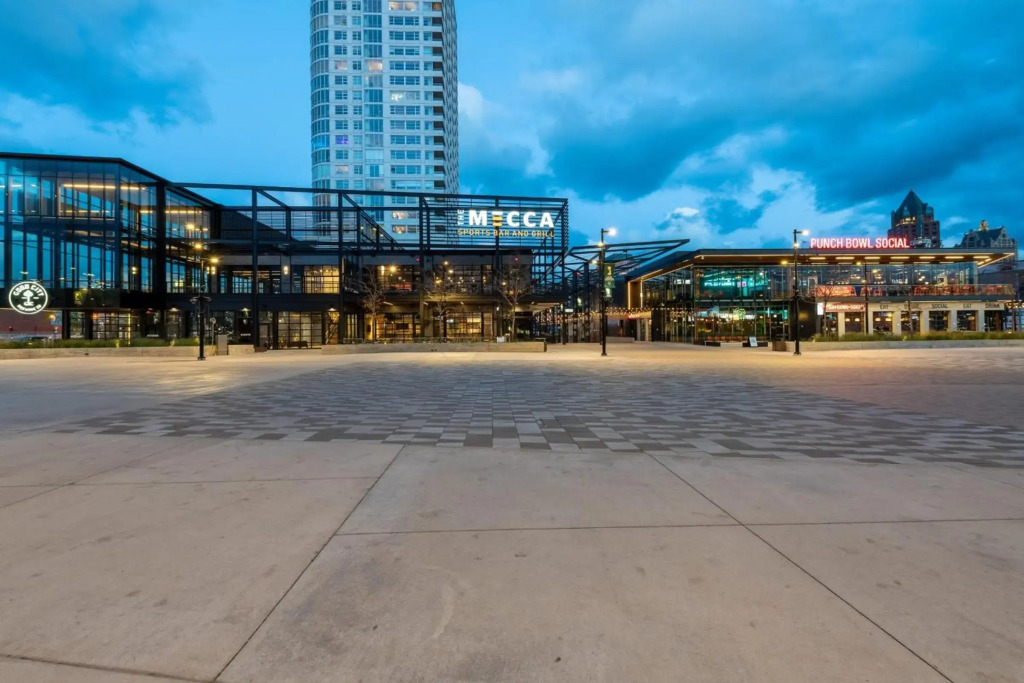 Flexhome Skywalk to Fiserv U5 RooftopGymParking