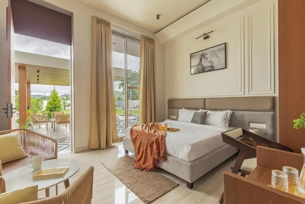 SaffronStays Raaga - luxury 4BR villa with private pool, lawns, gazebos & sweeping Aravalli hill vie