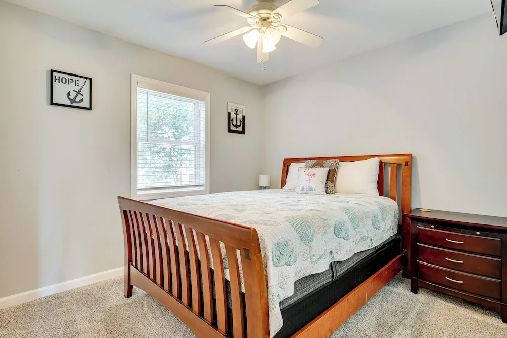 Fenced Yard, 1 Mi to Beach: Oak Island Family Home