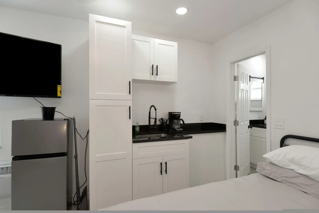 Studio Suite Queen Bed Kitchen Walk In Shower 3