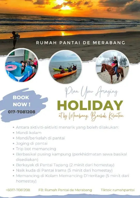 Rumah Pantai de Merabang (bungalow with pool)