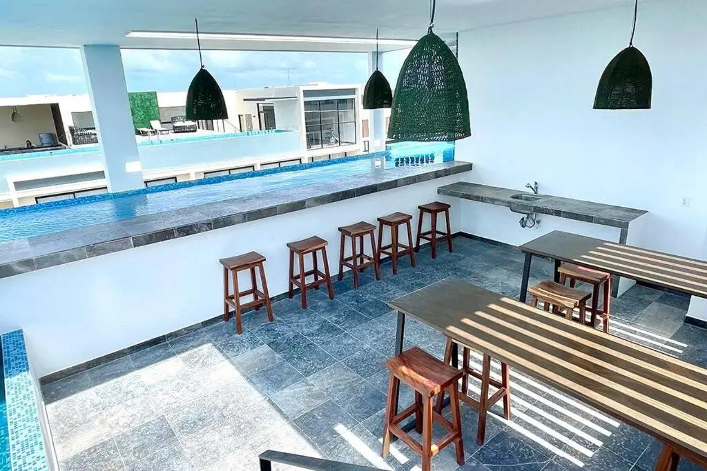 Fresh and Stylish Studio Aldea Zama rooftop pool Mya 109
