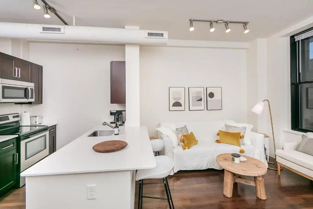 1BR Luxury Studio Historic Building, Parking, Rooftop Deck & Gym