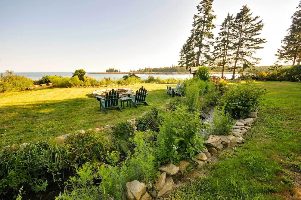 Waterfront Prospect Harbor Cottage: Yard, Fire Pit