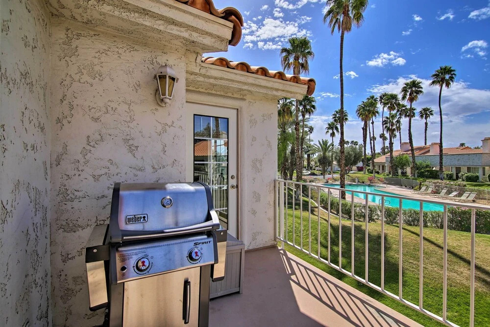 Palm Desert Resort Villa with Deck and Pool View!