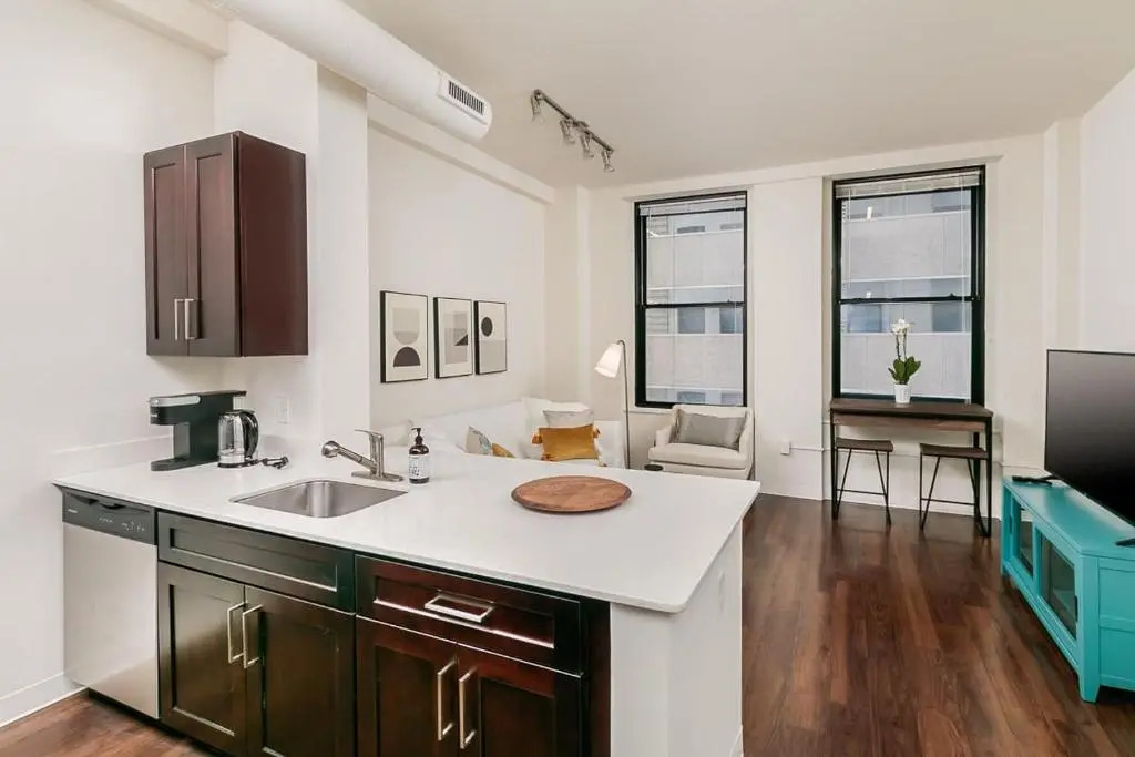 1BR Luxury Studio Historic Building, Parking, Rooftop Deck & Gym