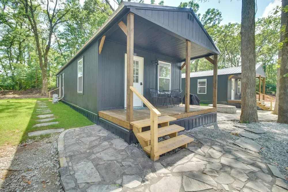 Walk to Lake: Cozy Grove Cabin w/ Fire Pit