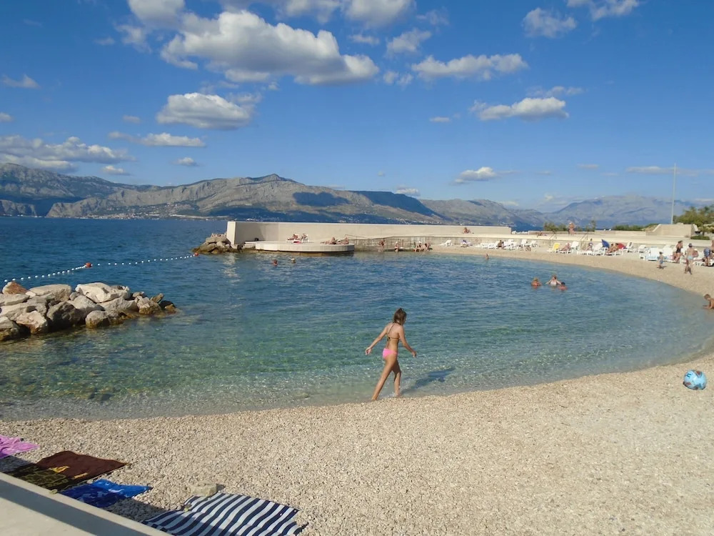 Very Spacious White Croatian Stone Seafront House With Secluded Enclosed Garden